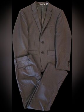 DKNY 2-piece Suit Mens 36S Black Textured Single-Breasted Jacket & Dress Pants